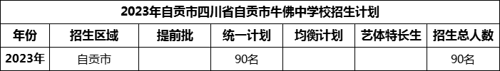 2024年自貢市四川省自貢市牛佛中學(xué)校招生計劃是多少？